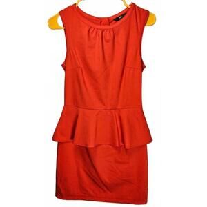 H&M Women's Peplum Dress - Vibrant Red, Size 6